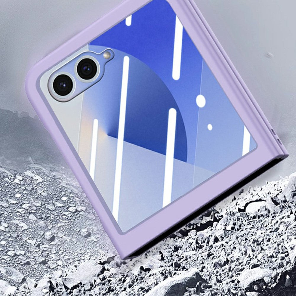 For Samsung Galaxy Z Flip7 5G Case Hard PC Soft-touch Phone Cover with Built-in Tempered Glass Film