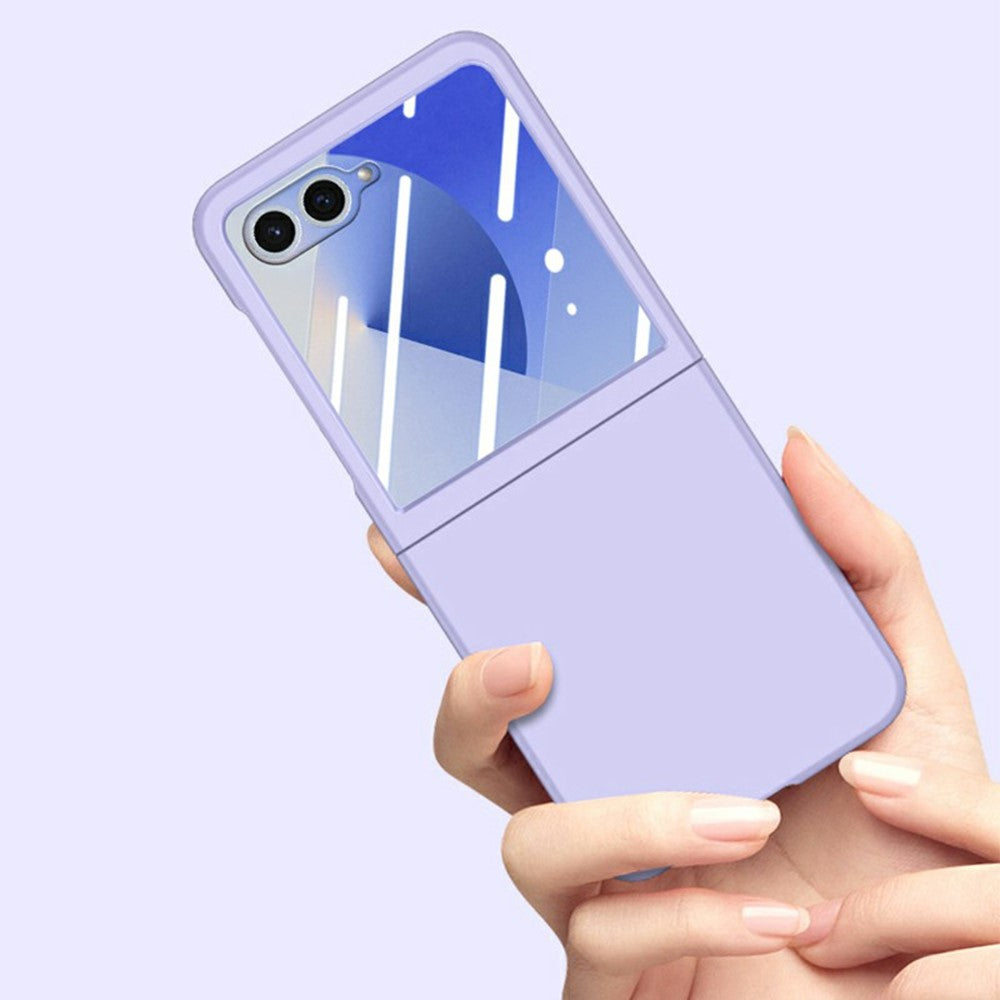 For Samsung Galaxy Z Flip7 5G Case Hard PC Soft-touch Phone Cover with Built-in Tempered Glass Film