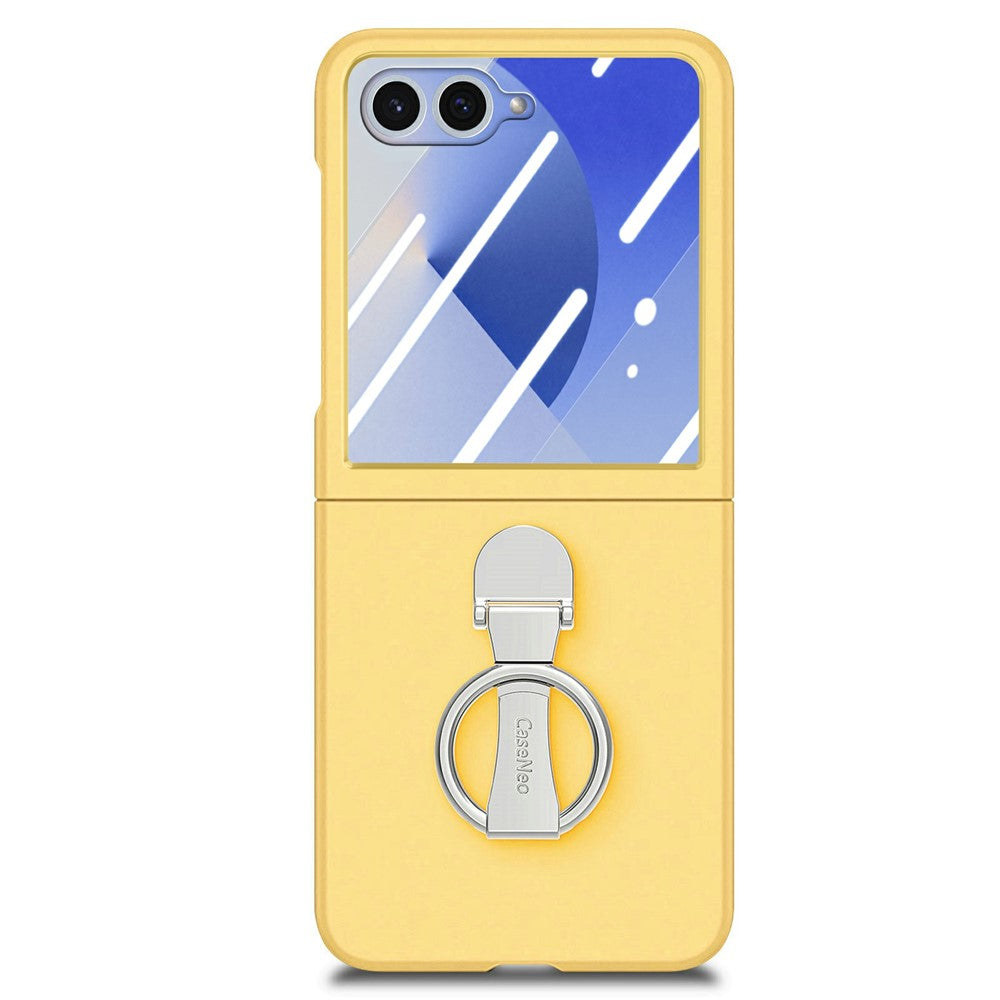 CASENEO for Samsung Galaxy Z Flip8 Case Ring Kickstand Skin-feel PC Phone Cover with Screen Protector