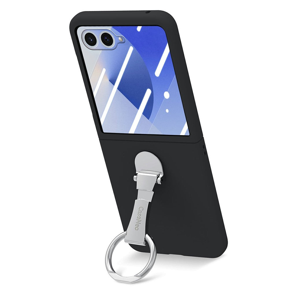 CASENEO for Samsung Galaxy Z Flip7 5G Case Ring Kickstand Skin-feel PC Phone Cover with Screen Protector