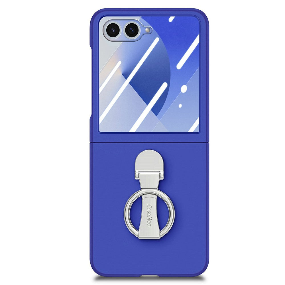 CASENEO for Samsung Galaxy Z Flip7 5G Case Ring Kickstand Skin-feel PC Phone Cover with Screen Protector