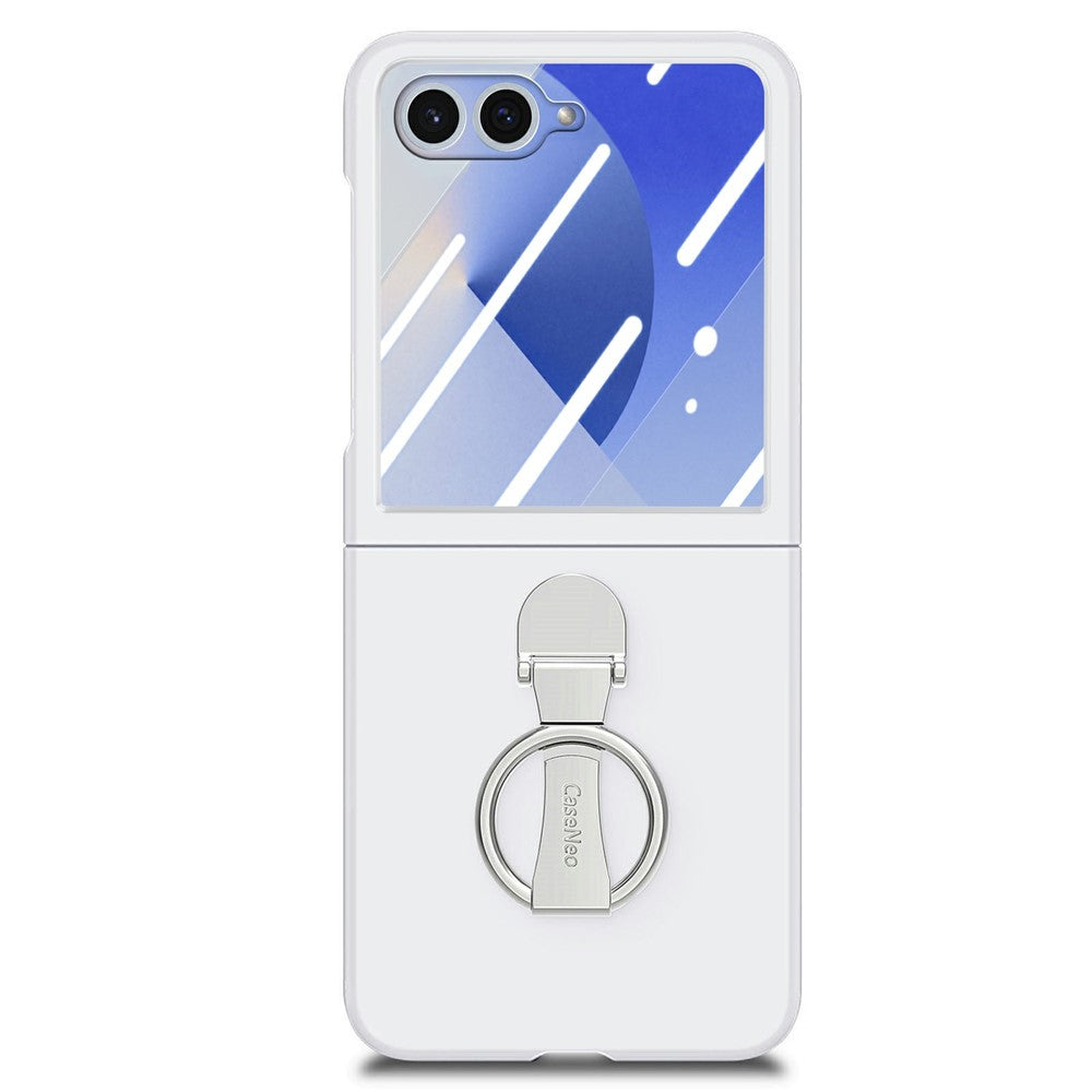 CASENEO for Samsung Galaxy Z Flip7 5G Case Ring Kickstand Skin-feel PC Phone Cover with Screen Protector