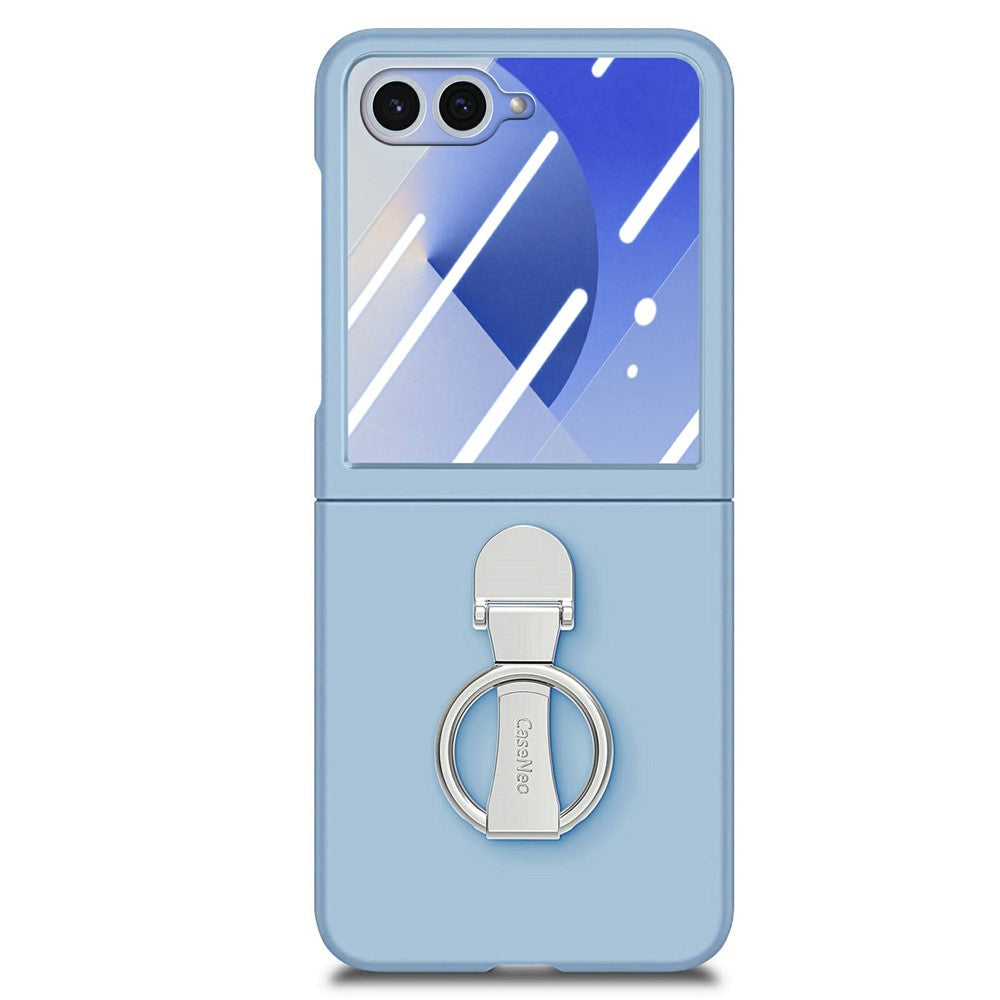 CASENEO for Samsung Galaxy Z Flip7 5G Case Ring Kickstand Skin-feel PC Phone Cover with Screen Protector