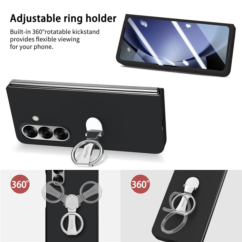 CASENEO for Samsung Galaxy Z Fold8 Ultra Case Ring Kickstand Skin-feel PC Phone Cover with Screen Protector