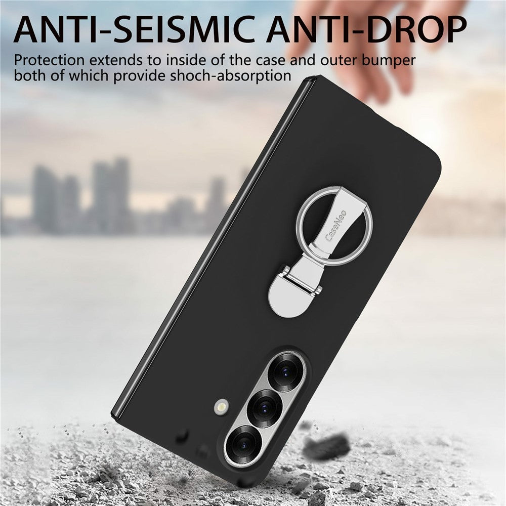 CASENEO for Samsung Galaxy Z Fold8 Ultra Case Ring Kickstand Skin-feel PC Phone Cover with Screen Protector