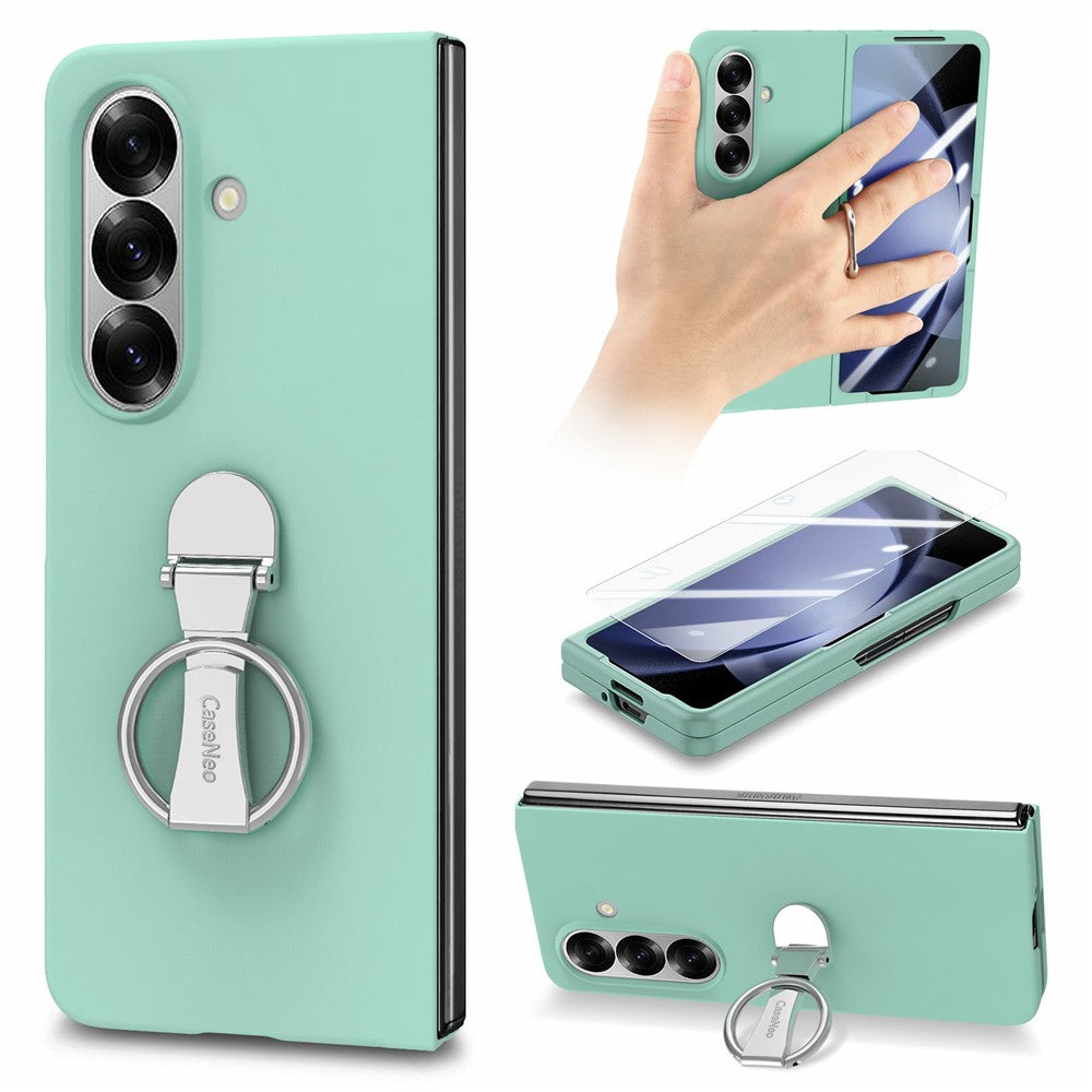 CASENEO for Samsung Galaxy Z Fold8 Ultra Case Ring Kickstand Skin-feel PC Phone Cover with Screen Protector