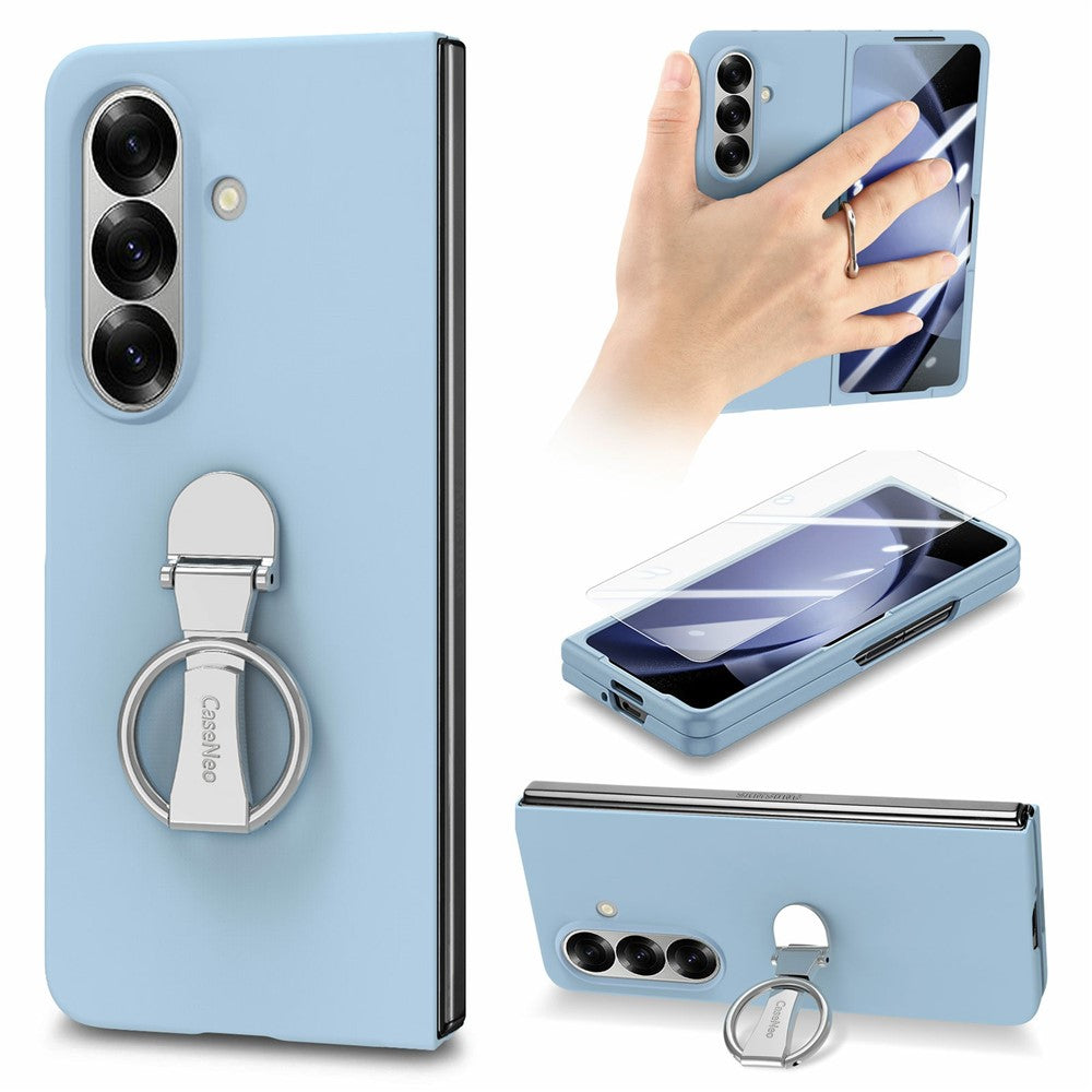 CASENEO for Samsung Galaxy Z Fold8 Ultra Case Ring Kickstand Skin-feel PC Phone Cover with Screen Protector