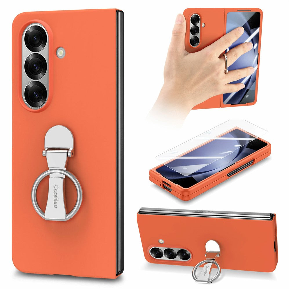 CASENEO for Samsung Galaxy Z Fold8 Ultra Case Ring Kickstand Skin-feel PC Phone Cover with Screen Protector
