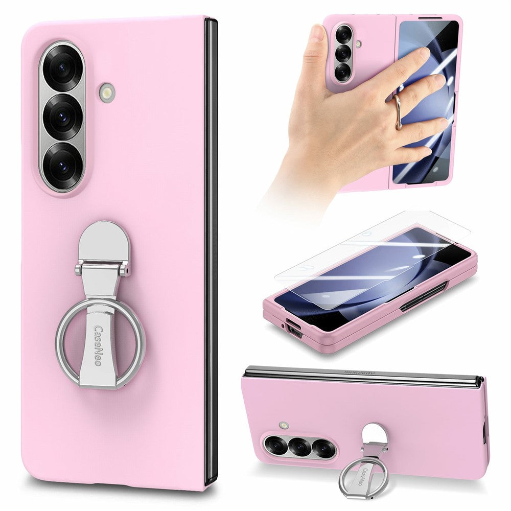 CASENEO for Samsung Galaxy Z Fold8 Ultra Case Ring Kickstand Skin-feel PC Phone Cover with Screen Protector