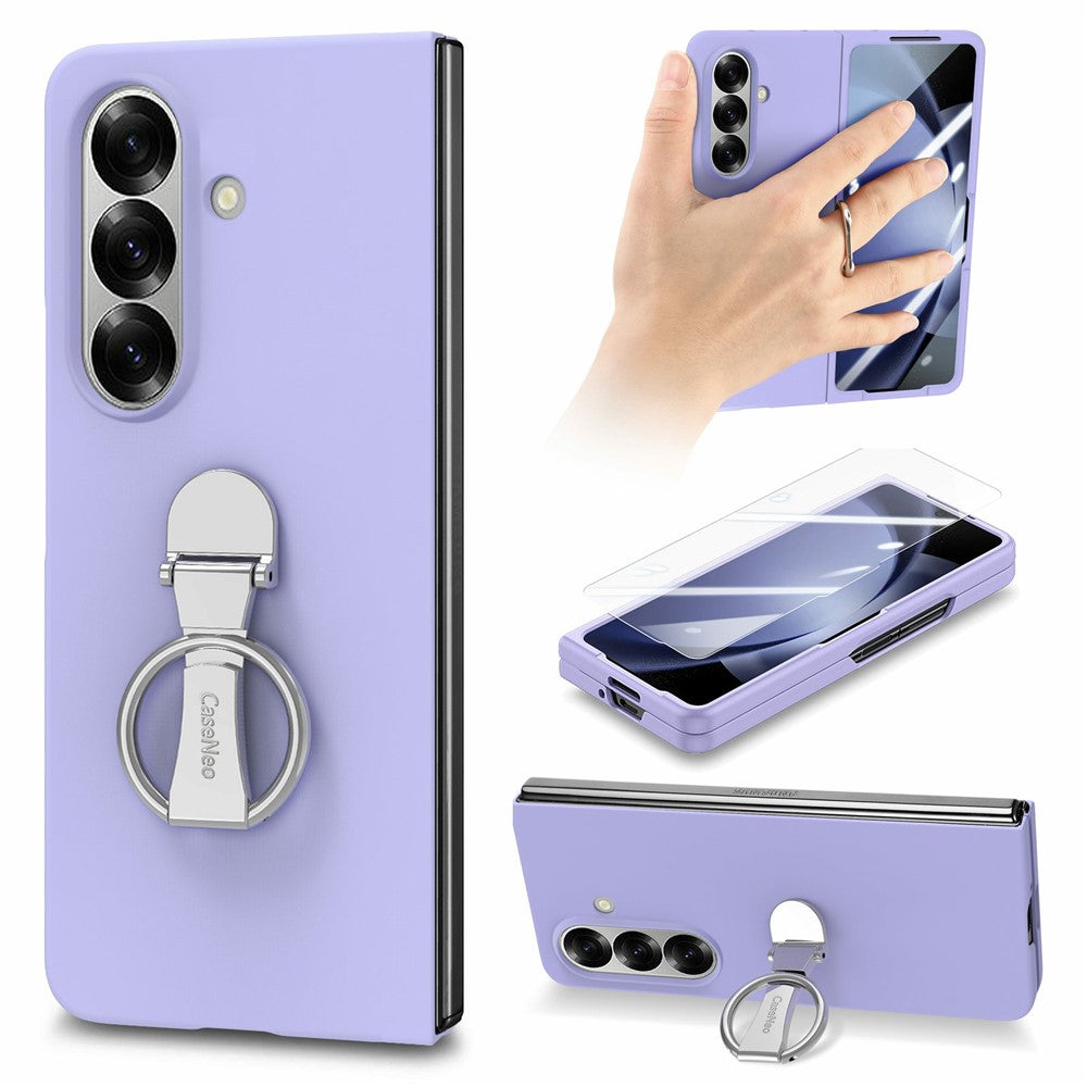 CASENEO for Samsung Galaxy Z Fold8 Ultra Case Ring Kickstand Skin-feel PC Phone Cover with Screen Protector