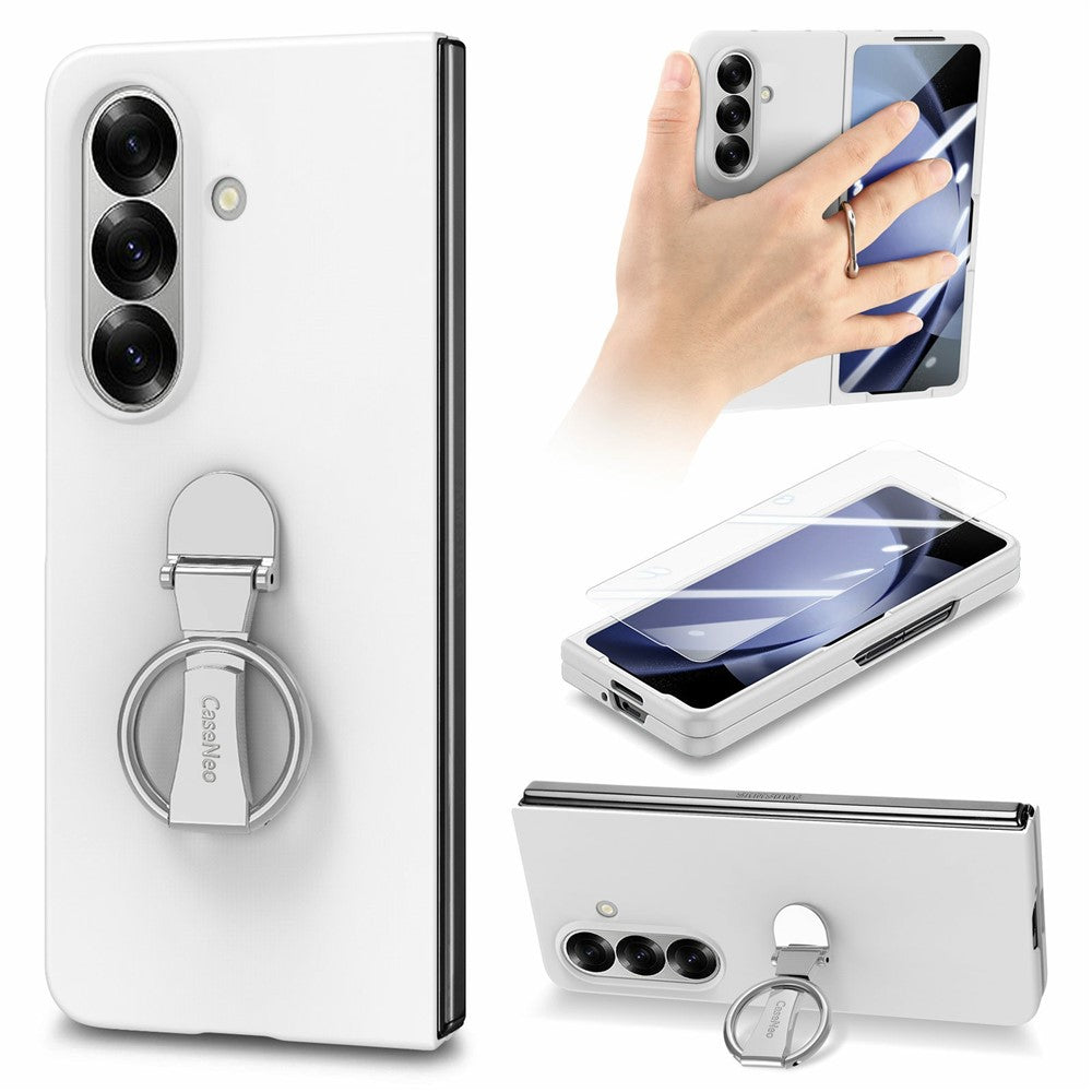CASENEO for Samsung Galaxy Z Fold8 Ultra Case Ring Kickstand Skin-feel PC Phone Cover with Screen Protector