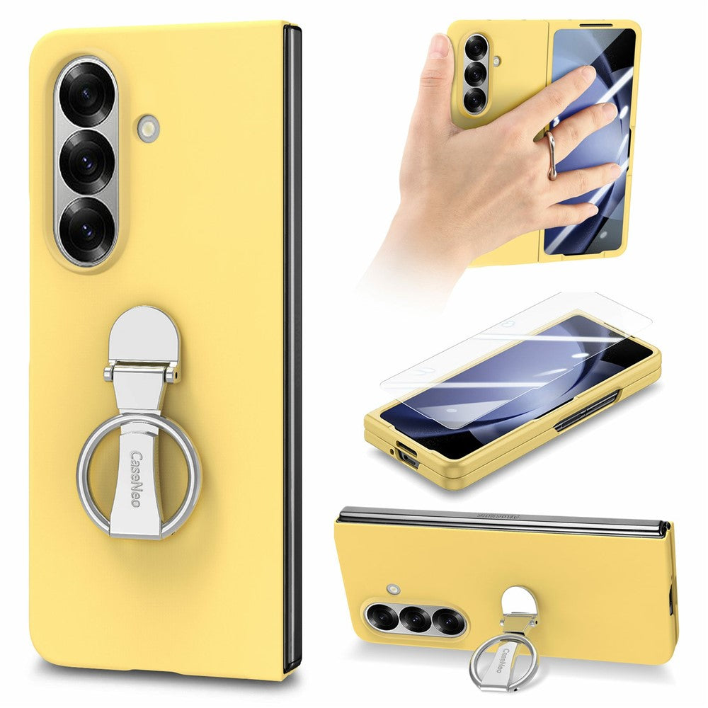 CASENEO for Samsung Galaxy Z Fold8 Ultra Case Ring Kickstand Skin-feel PC Phone Cover with Screen Protector