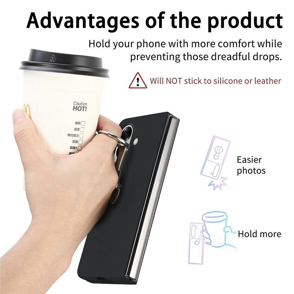 CASENEO for Samsung Galaxy Z Fold7 5G Case Ring Kickstand Skin-feel PC Phone Cover with Screen Protector
