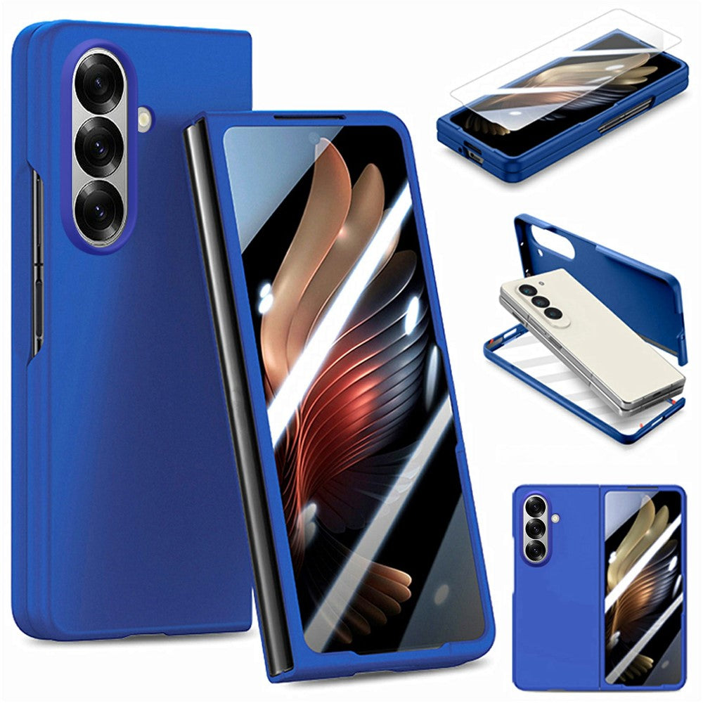 For Samsung Galaxy Z Fold7 5G Case Hard PC Soft-touch Phone Cover with Built-in Tempered Glass Film