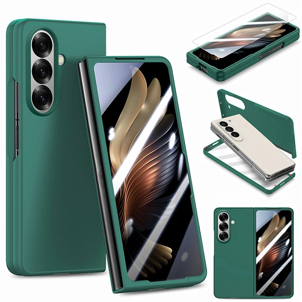 For Samsung Galaxy Z Fold7 5G Case Hard PC Soft-touch Phone Cover with Built-in Tempered Glass Film