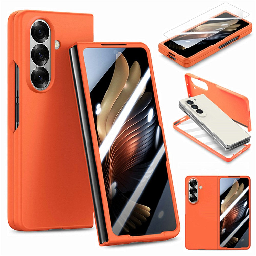 For Samsung Galaxy Z Fold7 5G Case Hard PC Soft-touch Phone Cover with Built-in Tempered Glass Film