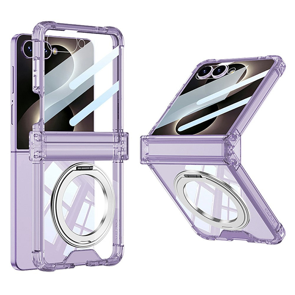 GKK For Samsung Galaxy Z Flip8 Case Magnetic Kickstand Airbag Hinge Protection TPU Phone Cover with Back Film