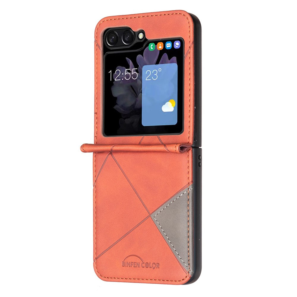 BINFEN COLOR for Samsung Galaxy Z Flip8 Case PU Leather Geometry Imprinted Protective Cover