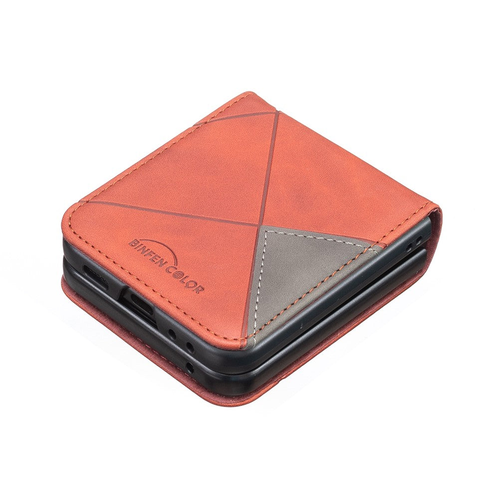BINFEN COLOR for Samsung Galaxy Z Flip8 Case PU Leather Geometry Imprinted Protective Cover