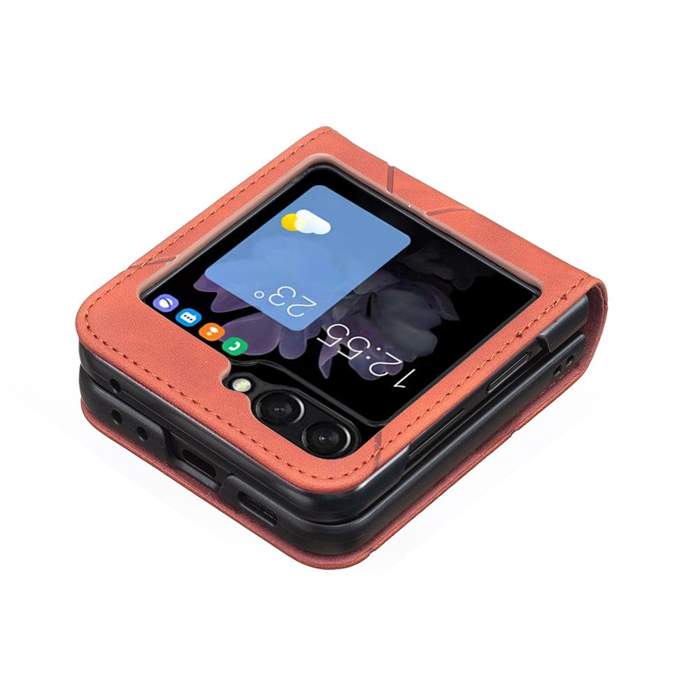 BINFEN COLOR for Samsung Galaxy Z Flip8 Case PU Leather Geometry Imprinted Protective Cover