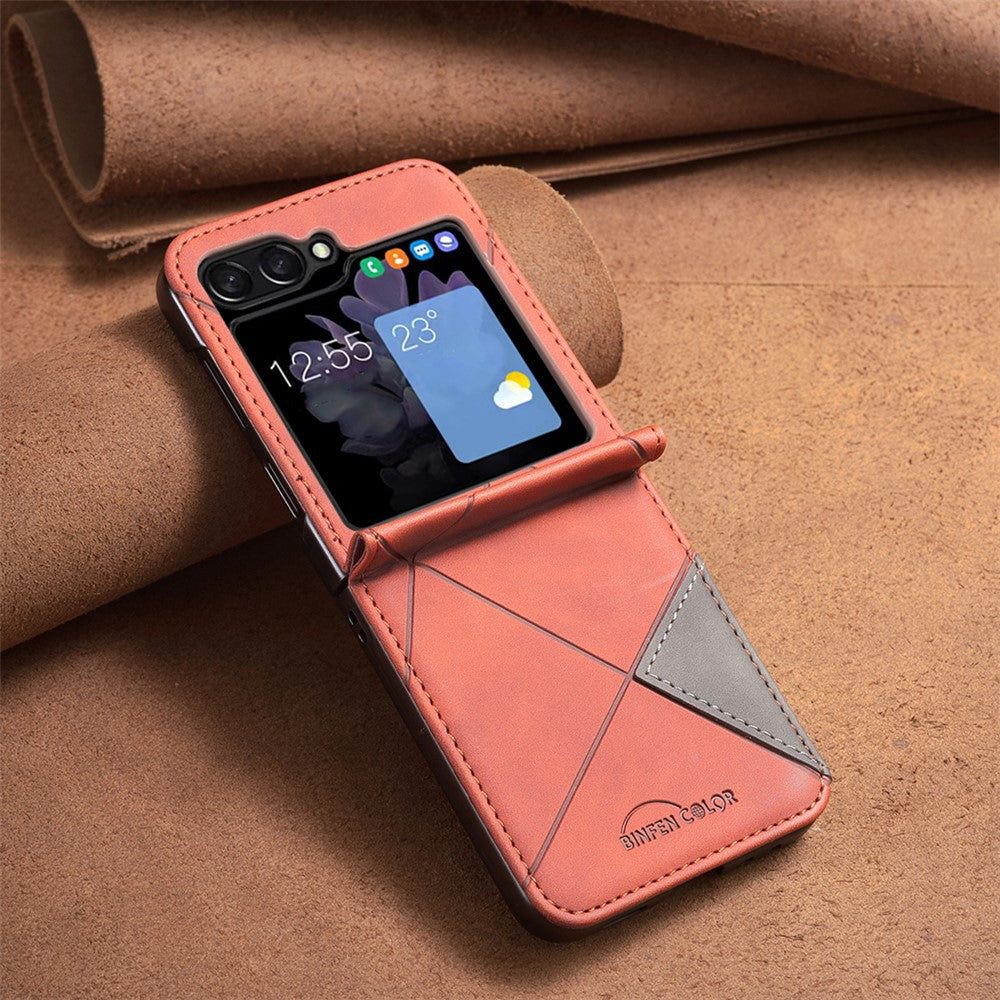BINFEN COLOR for Samsung Galaxy Z Flip8 Case PU Leather Geometry Imprinted Protective Cover