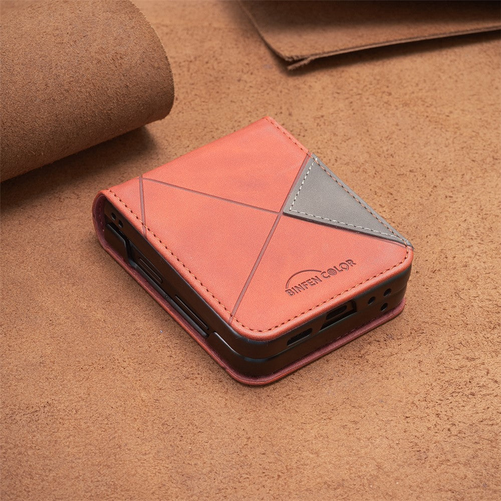 BINFEN COLOR for Samsung Galaxy Z Flip8 Case PU Leather Geometry Imprinted Protective Cover