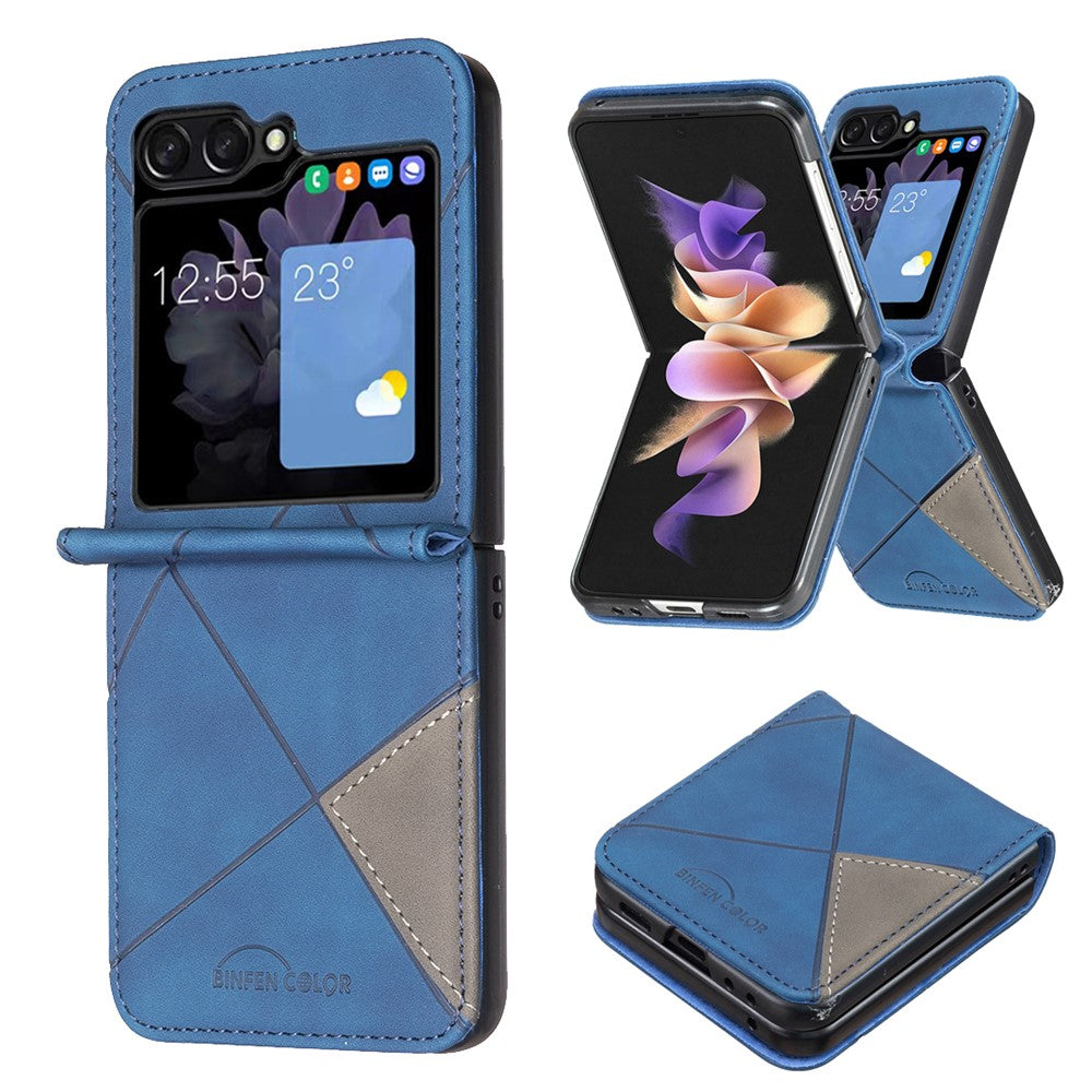 BINFEN COLOR for Samsung Galaxy Z Flip8 Case PU Leather Geometry Imprinted Protective Cover