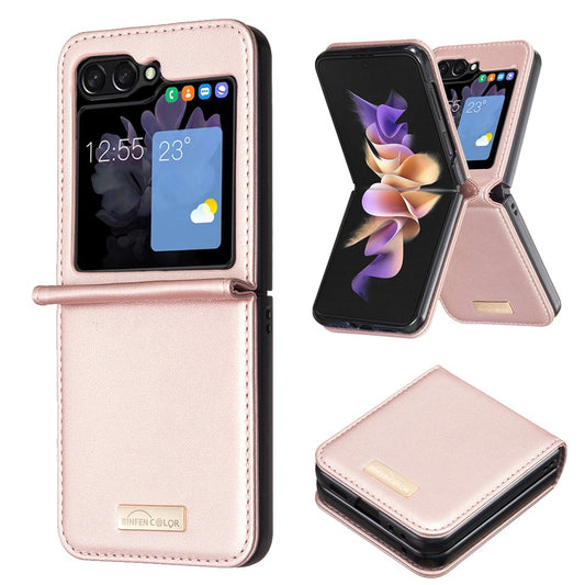 Galaxy Z Flip8 – Handyhülle aus PC und PU-Leder, stoßfest