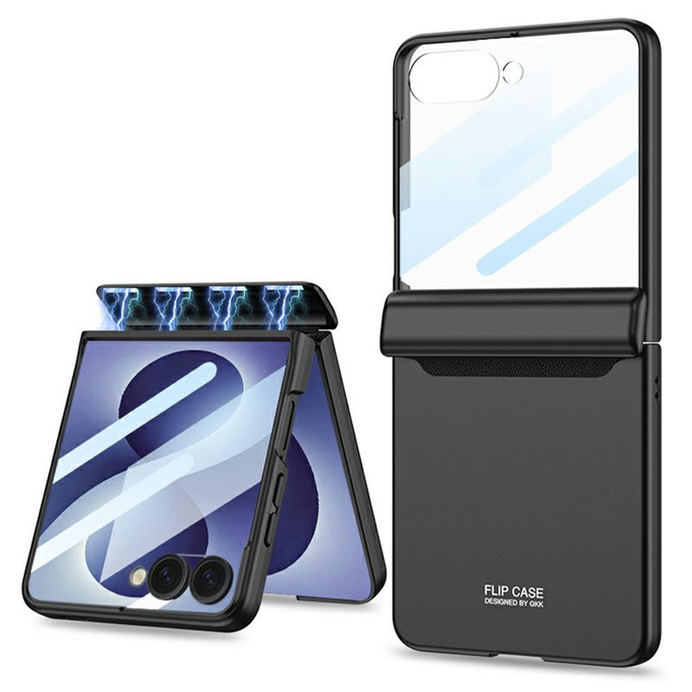 GKK For Samsung Galaxy Z Flip8 Case with Clear Screen Film Magnetic Hinge Protection Phone Cover