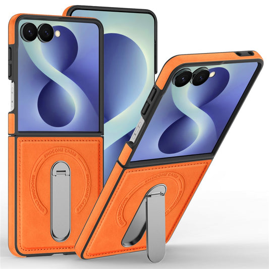 Galaxy Z Flip8 – Magnetische Handyhülle aus Metall, Kunststoff und PU-Leder, mit Ständer