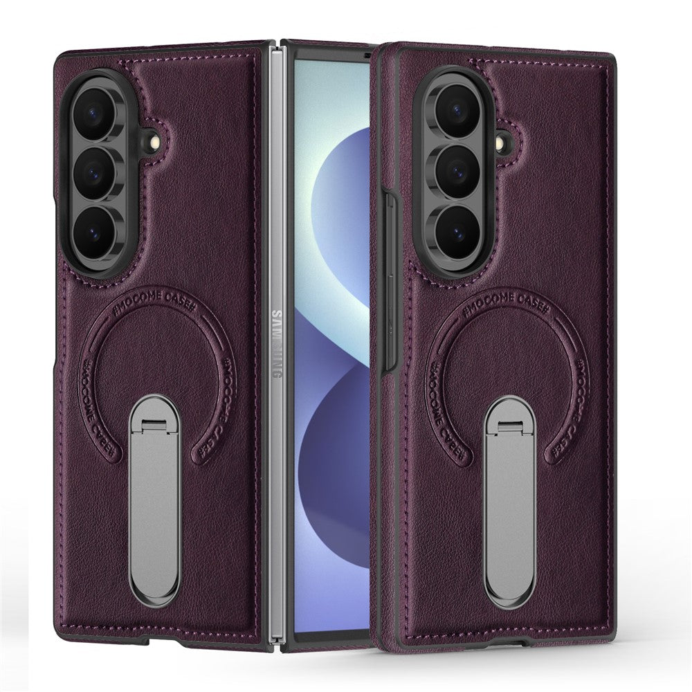 For Samsung Galaxy Z Fold8 Ultra Magnetic Case Rotating Kickstand Leather Coated PC Phone Cover