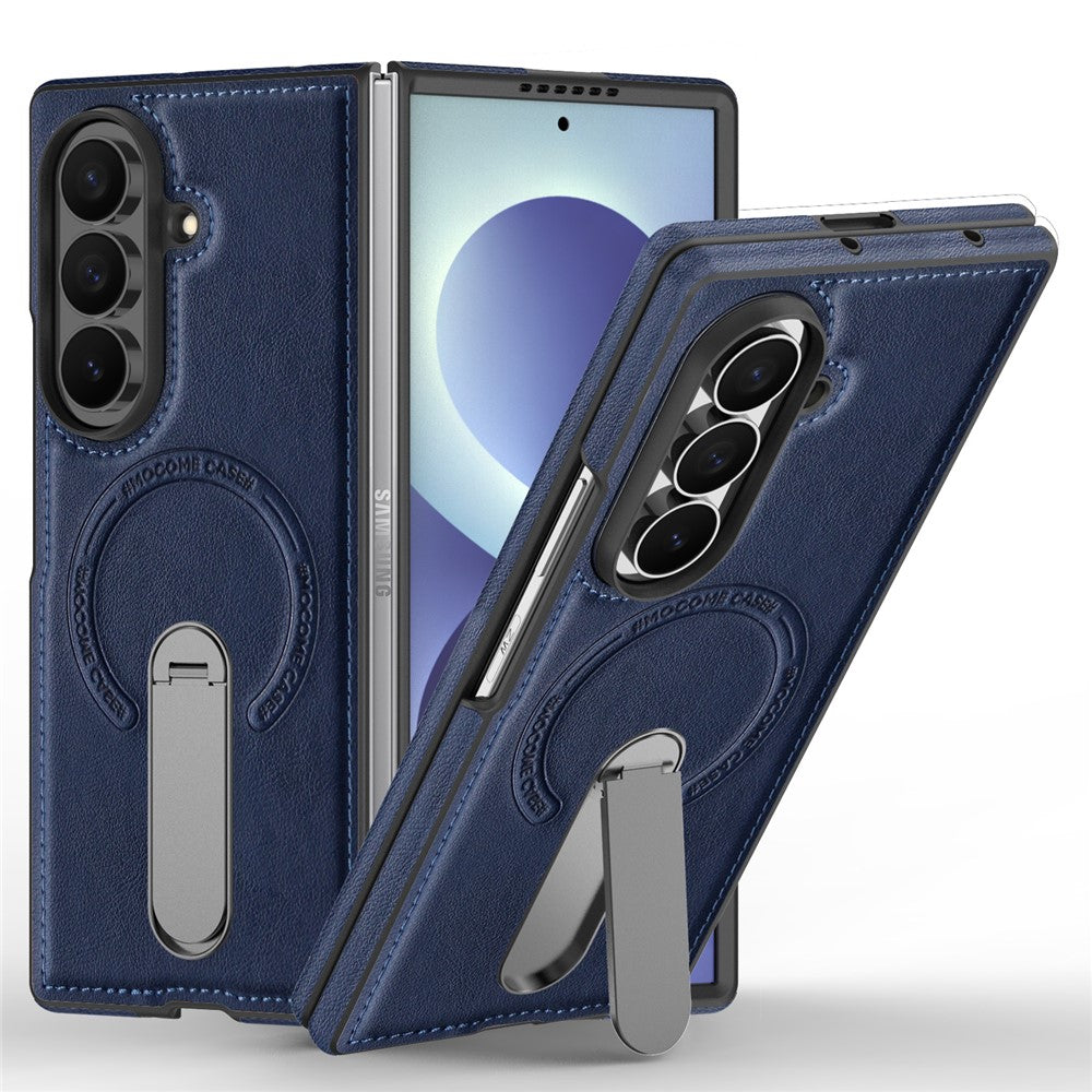 For Samsung Galaxy Z Fold8 Ultra Magnetic Case Rotating Kickstand Leather Coated PC Phone Cover