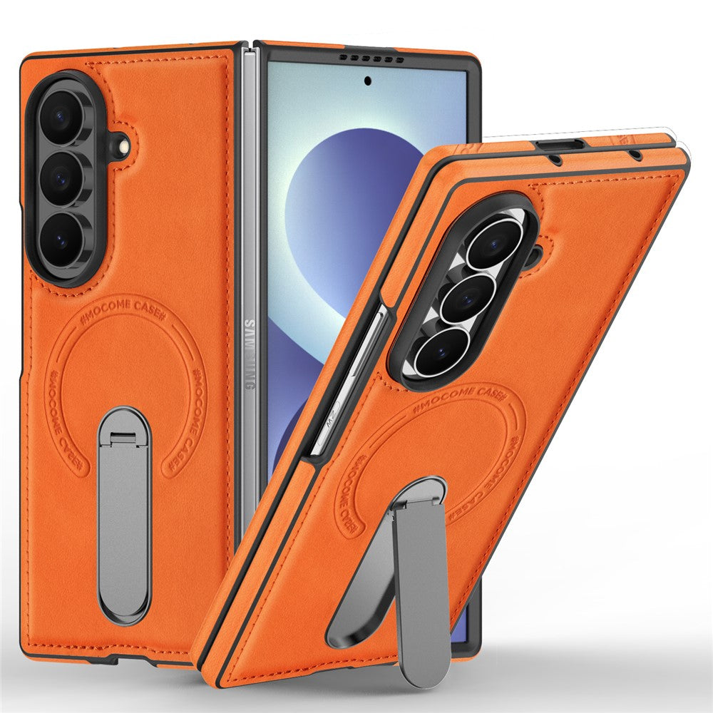For Samsung Galaxy Z Fold8 Ultra Magnetic Case Rotating Kickstand Leather Coated PC Phone Cover