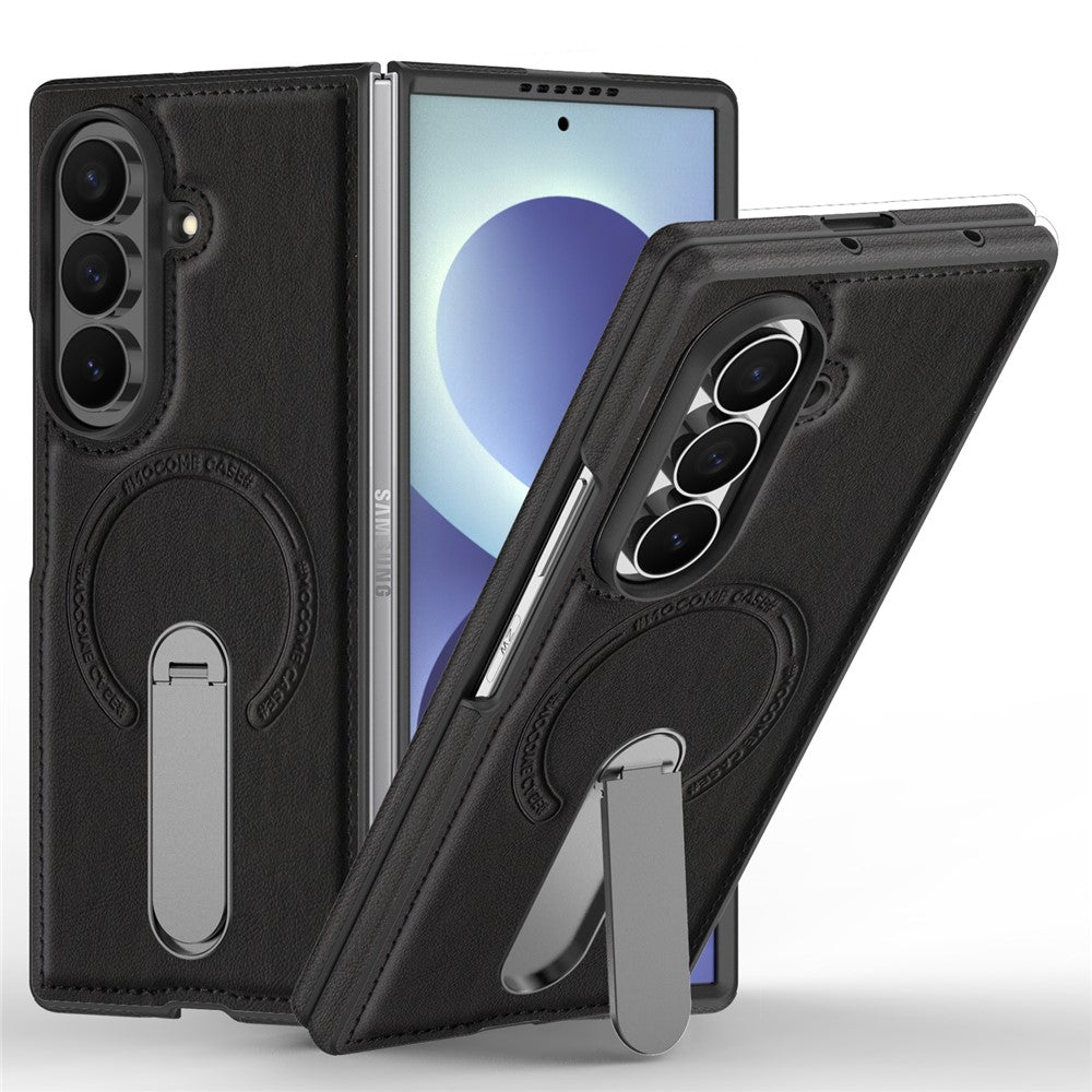 For Samsung Galaxy Z Fold8 Ultra Magnetic Case Rotating Kickstand Leather Coated PC Phone Cover