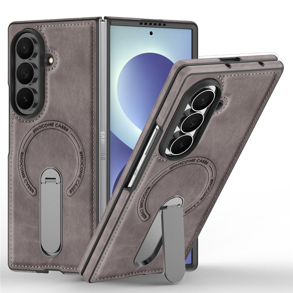 For Samsung Galaxy Z Fold8 Ultra Magnetic Case Rotating Kickstand Leather Coated PC Phone Cover