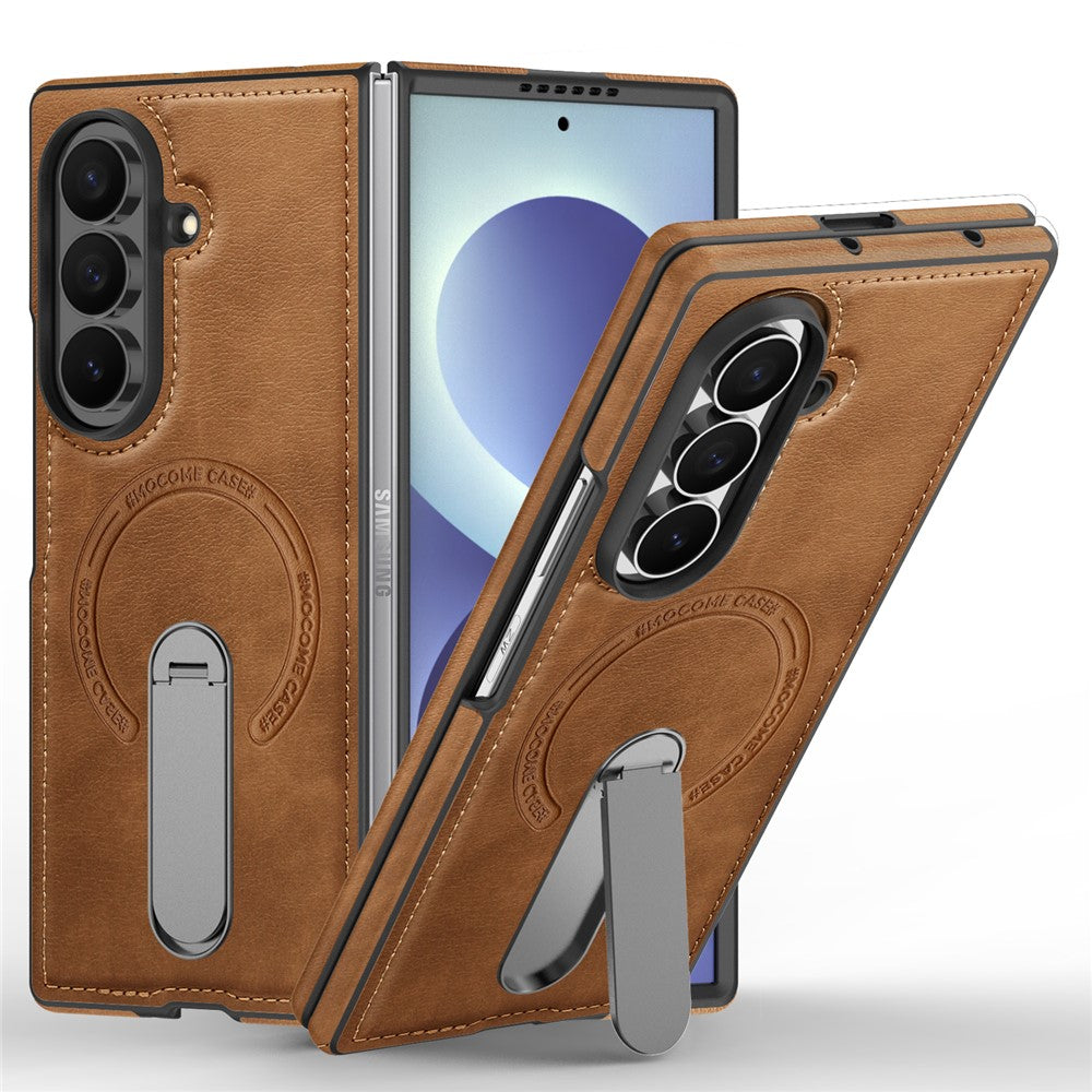 For Samsung Galaxy Z Fold8 Ultra Magnetic Case Rotating Kickstand Leather Coated PC Phone Cover