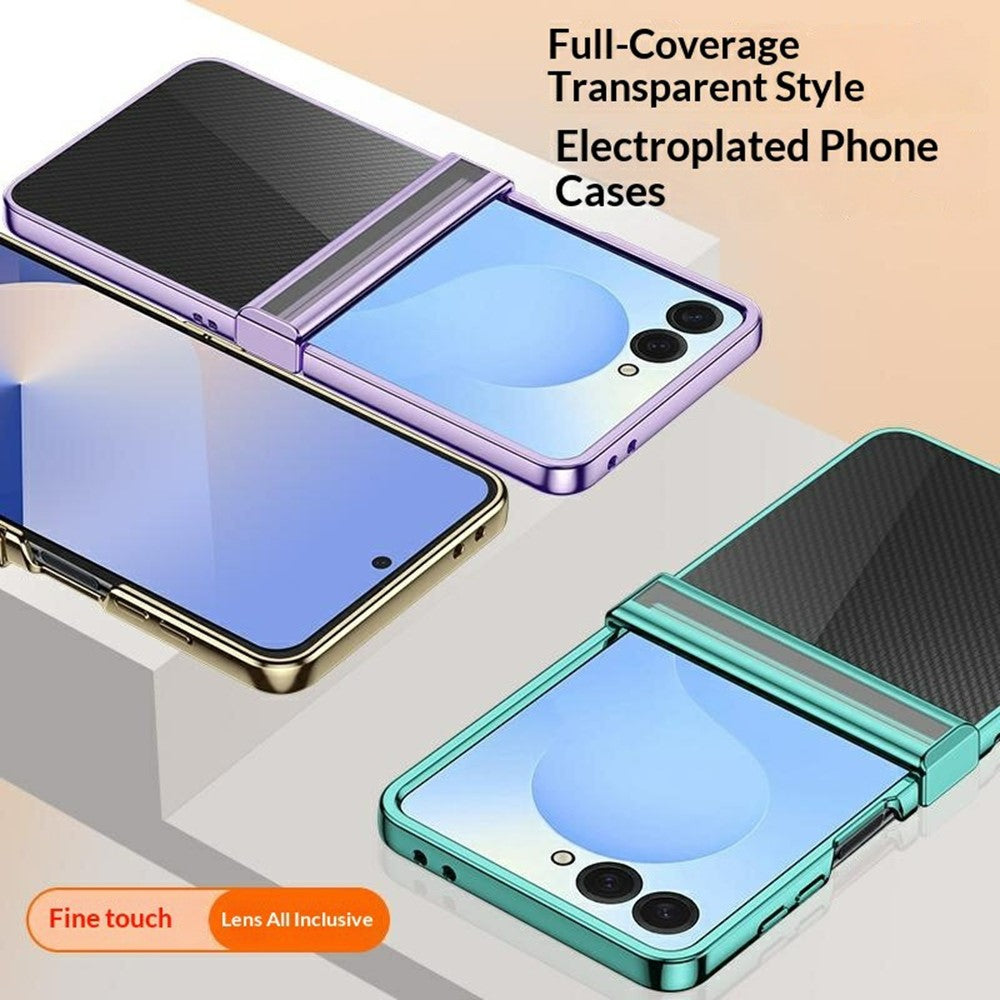 For Samsung Galaxy Z Flip8 Case Hinge Design Electroplating PC Clear Phone Cover