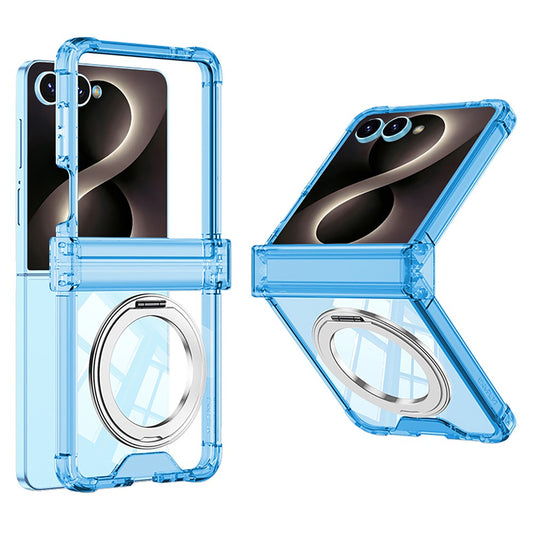 Galaxy Z Flip8 – Magnetische Handyhülle aus Aluminiumlegierung, Kunststoff und gehärtetem Glas, mit Ständer, mit Scharnierschutz