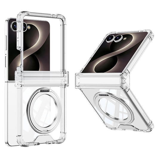 Galaxy Z Flip8 – Magnetische Handyhülle aus Aluminiumlegierung, Kunststoff und gehärtetem Glas, mit Ständer, mit Scharnierschutz