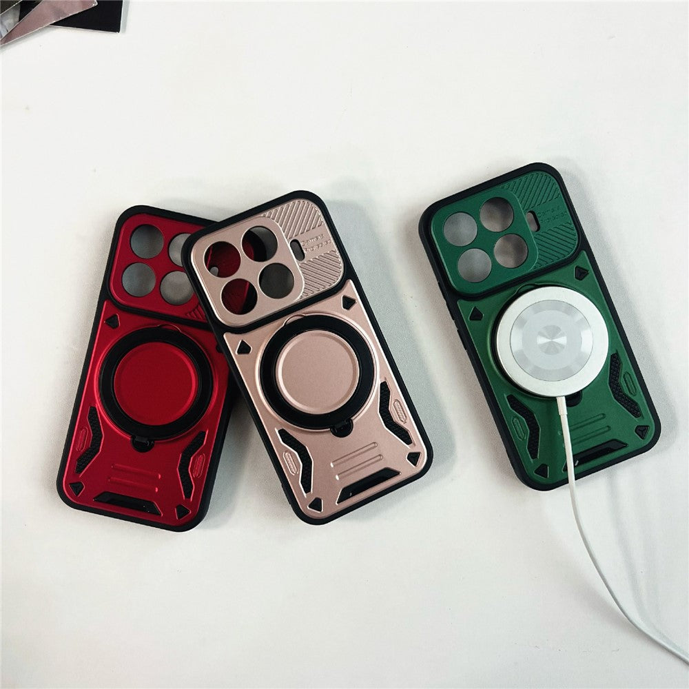 Xiaomi 17T – Magnetische Handyhülle aus Metall, Kunststoff und TPU, mit Ständer, stoßfest
