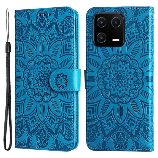 Xiaomi 13 Handyhülle – PU-Leder mit Sonnenblumen-Aufdruck, vollständiger Schutz, Ständer, Brieftasche, kratzfestes Folio-Flip- mit Handschlaufe