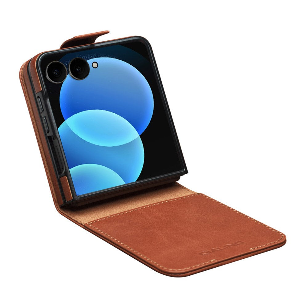QIALINO for Samsung Galaxy Z Fold8 Ultra Case Oil-Waxed Genuine Cow Leather Flip Card Slot Phone Cover