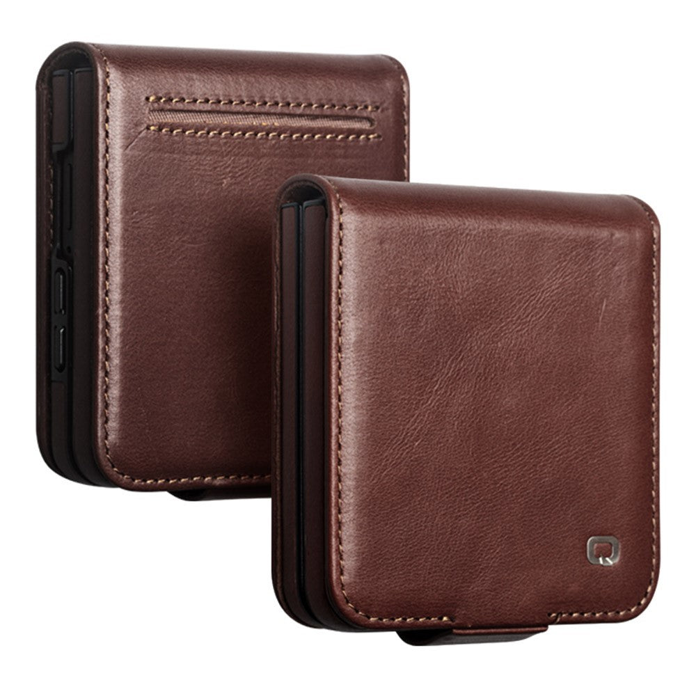 QIALINO for Samsung Galaxy Z Fold8 Ultra Case Oil-Waxed Genuine Cow Leather Flip Card Slot Phone Cover