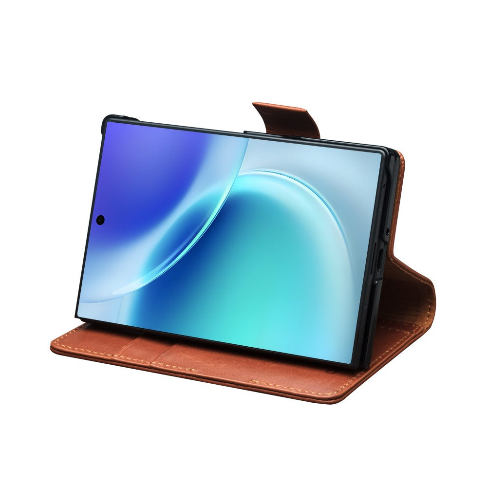 QIALINO for Samsung Galaxy Z Fold8 Case Oil-Waxed Genuine Cow Leather Flip Stand Wallet Phone Cover