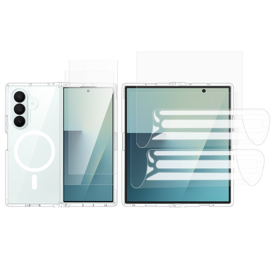 Galaxy Z Fold8 Ultra – Magnetische transparente Handyhülle aus PC, PET, gehärtetem Glas und TPU, mit Displayschutz
