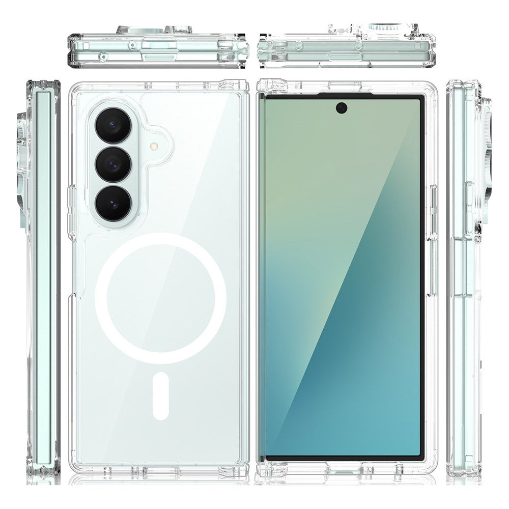 Samsung Galaxy Z Fold8 Ultra – Magnetische transparente Handyhülle aus PC, PET, gehärtetem Glas und TPU, mit Displayschutz