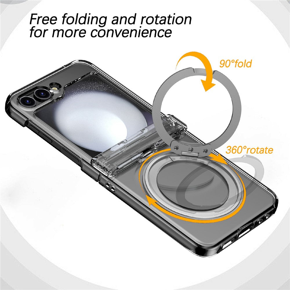 For Samsung Galaxy Z Flip8 Case with Magnetic Kickstand Spring Hinge PC Folding Phone Cover