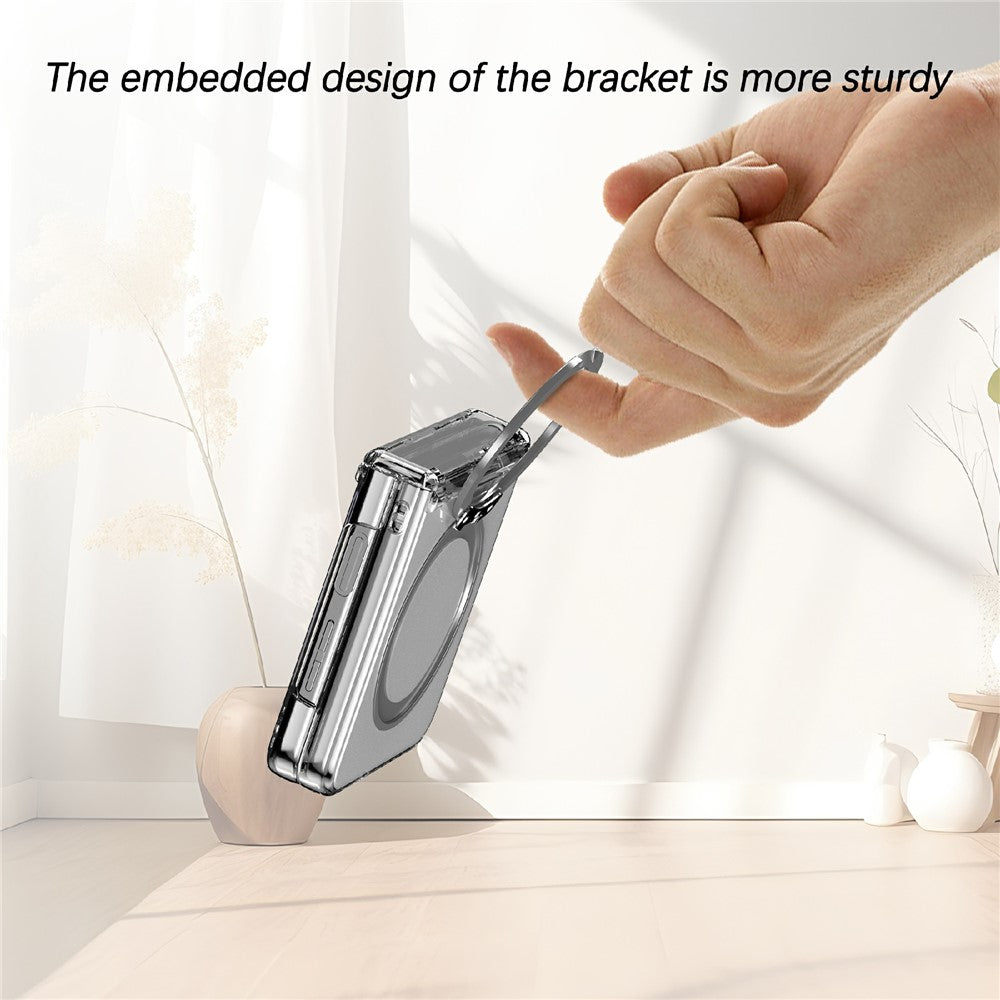 For Samsung Galaxy Z Flip8 Case with Magnetic Kickstand Spring Hinge PC Folding Phone Cover