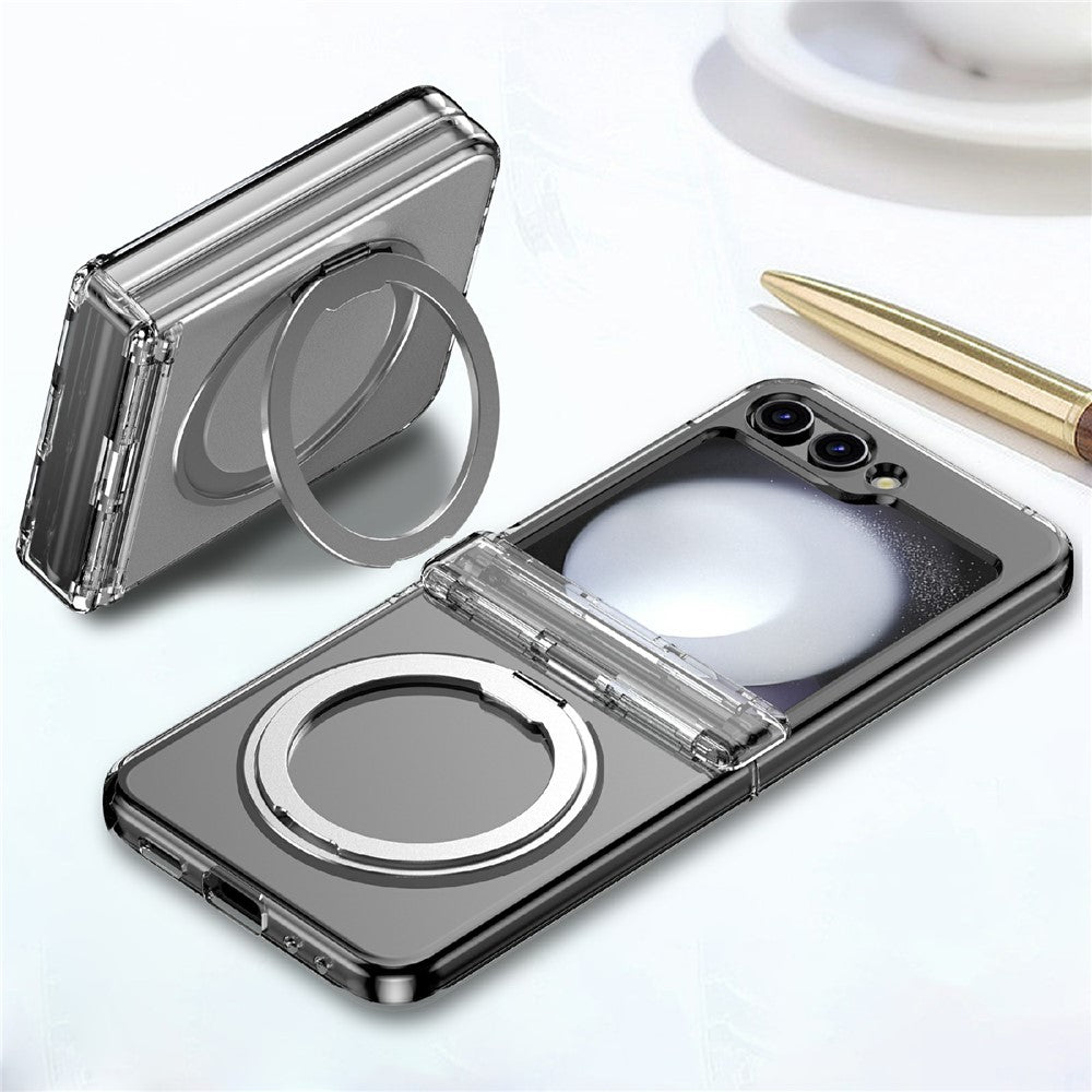 For Samsung Galaxy Z Flip8 Case with Magnetic Kickstand Spring Hinge PC Folding Phone Cover