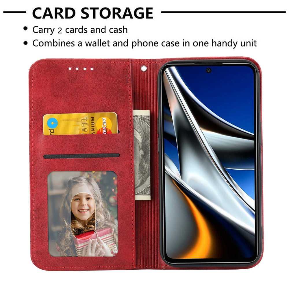 For Xiaomi Poco C40 4G Imprinted Rhombus Pattern Calf Texture Phone Case PU Leather Wallet Stand Magnetic Closure Folio Flip Cover